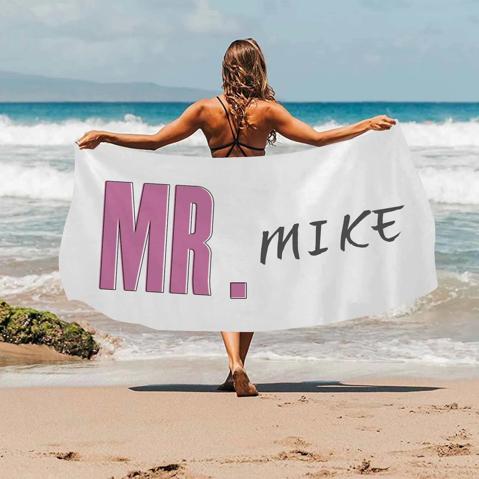 Custom Mrs/Mr Name Beach Towel Sand-Free Beach&Bath Towel