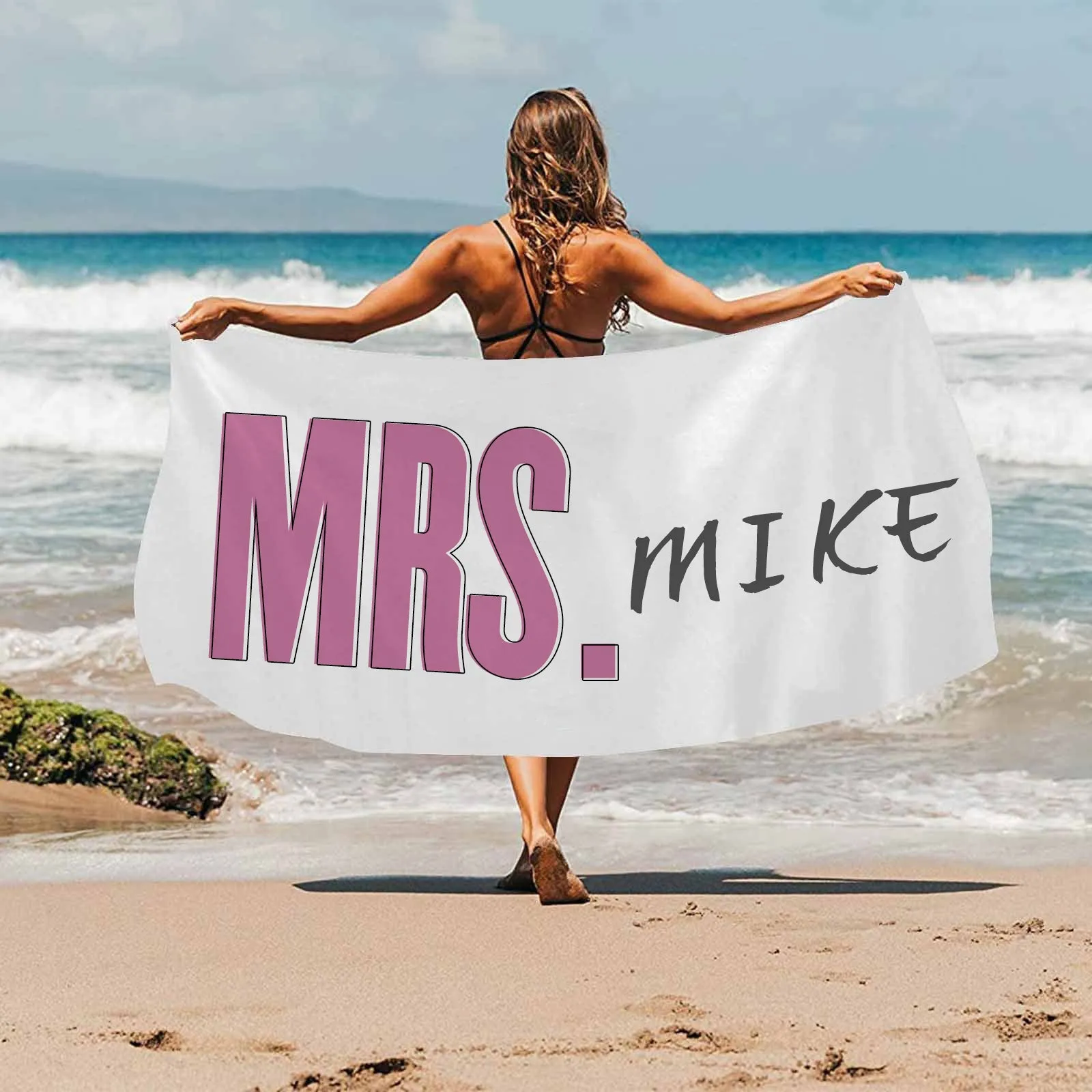 Custom Mrs/Mr Name Beach Towel Sand-Free Beach&Bath Towel