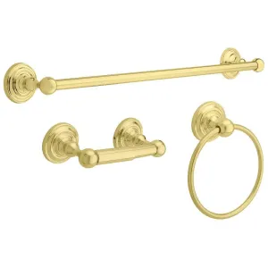 DELTA 3pc POLISHED BRASS GREENWICH BATH ACCESSORY KIT #138285