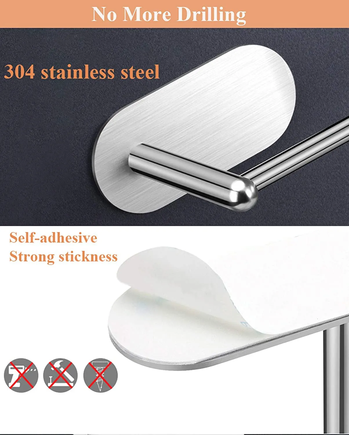 DOCOSS-Self Adhesive Towel Ring Stainless Steel Napkin Towel Hanger for Washbasin Anti Rust Strong Sticker Towel Holder for Bathroom Napkin Holder,Bathroom Accessories (Satin)