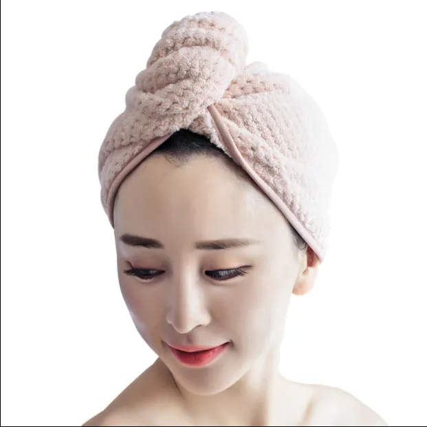 Dry Hair Cap super Absorbent Coral Fleece Dry Hair Towel Absorbent Towel Shower Cap Wiping Head Quick-drying Towel Wrap turban shower cap