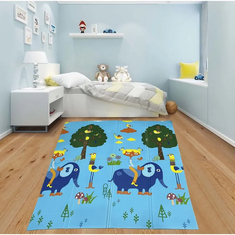 Elephant Cartoon Non-toxic Printed Reversible Foldable Double Sided Baby Crawling Floor Mat