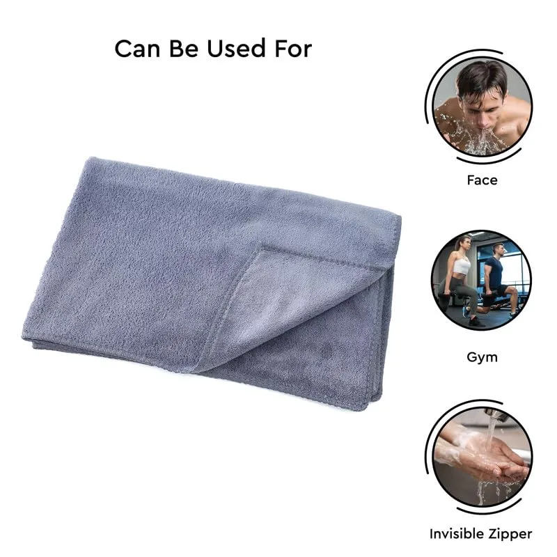 Encasa Microber Face Towel (40x60 cm) 400 GSM - Super Absorbent, Quick-Dry, Gentle on Skin, Super-Soft for Everyday Use | Microfiber Face Towel for Women & Men (Grey, Pack of 3)