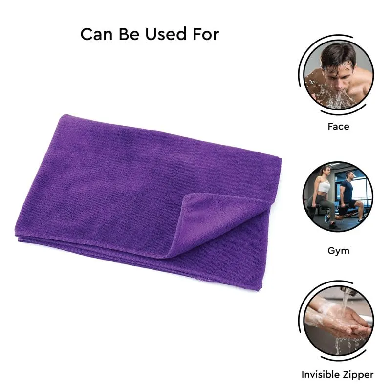 Encasa Microber Face Towel (40x60 cm) 400 GSM - Super Absorbent, Quick-Dry, Gentle on Skin, Super-Soft for Everyday Use | Microfiber Face Towel for Women & Men (Purple, Pack of 3)