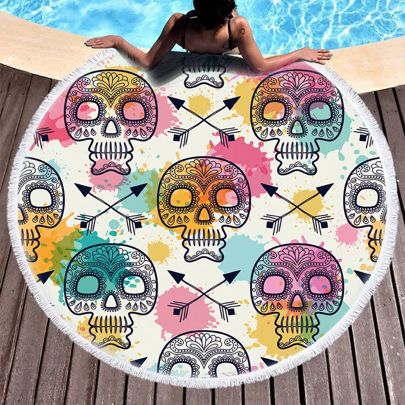 European And American Style Round Printed Beach Towel Manufacturers Spot Wholesale Custom Microfiber Round Printed Beach Towel