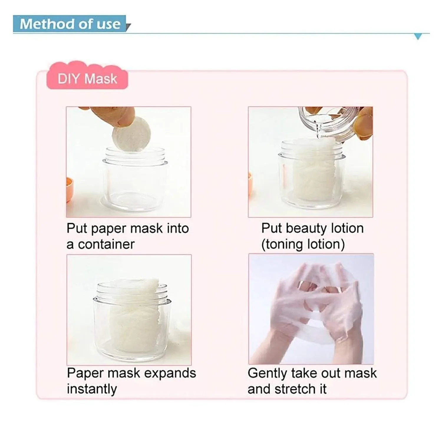 Facial Lotion Tissue Paper DIY Home Spa Coin Face Mask /  Compressed Facial Whitening Tablet Face Mask Sheet for Women and Girl - Pack of 100