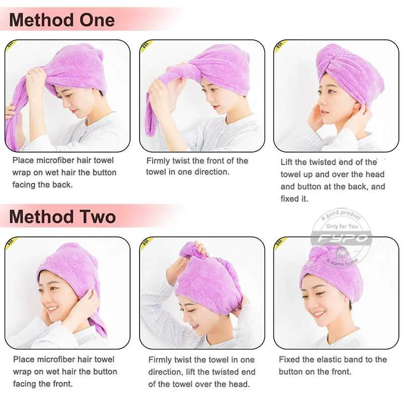 Hair-Drying Wrap Towel - ( Pack Of 4 )