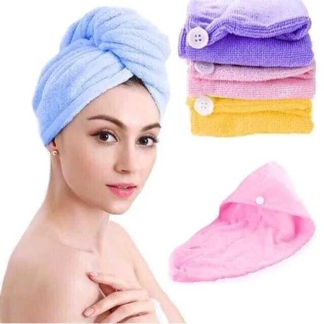 Hair-Drying Wrap Towel - ( Pack Of 4 )