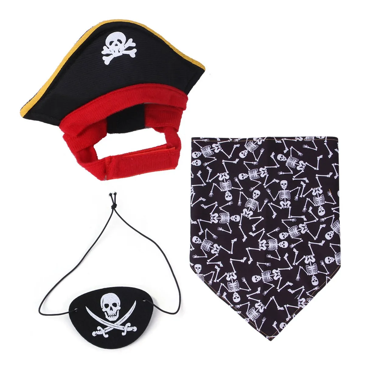 Halloween Pirate Hat Skeleton Cat Pumpkin Triangle Towel Suit for Pets