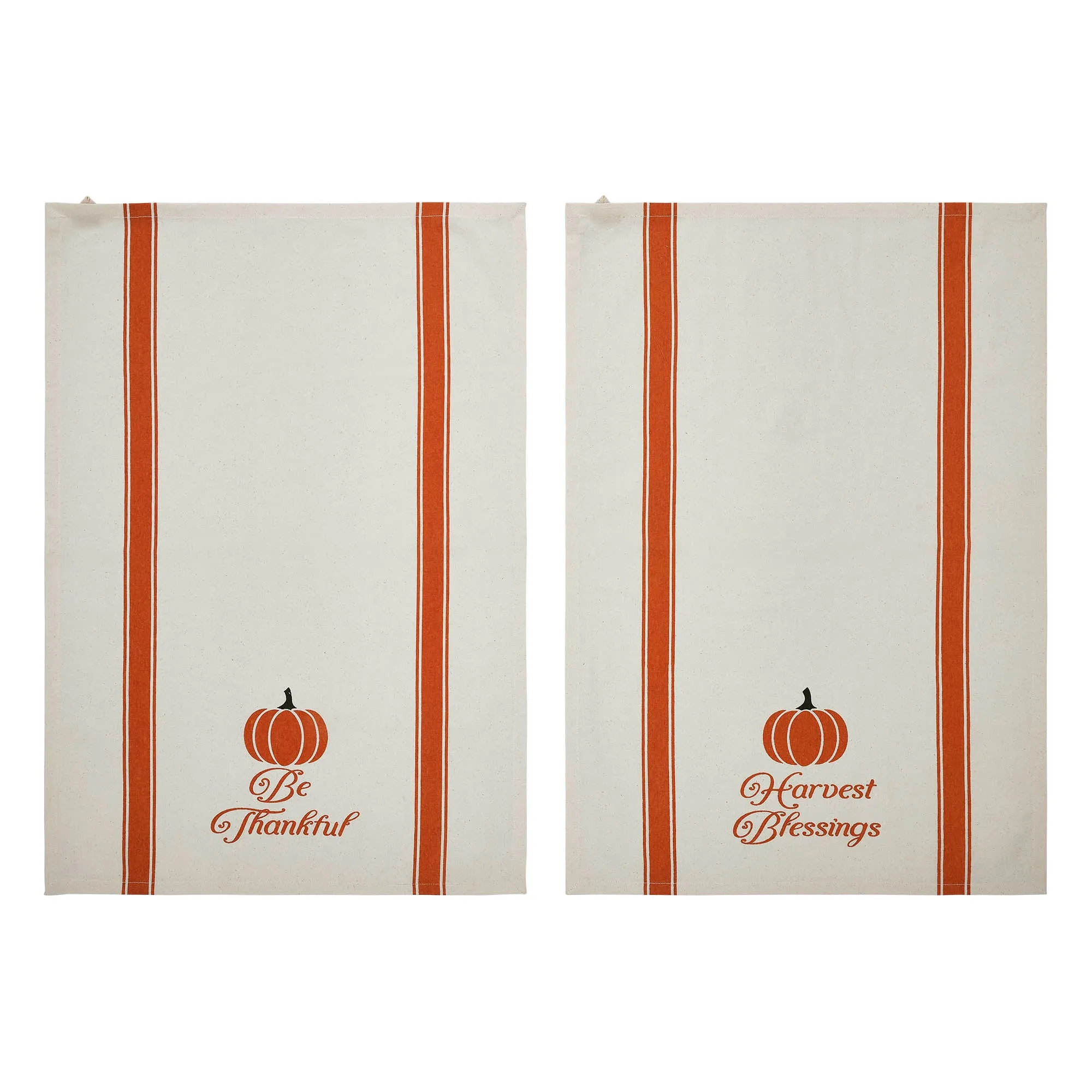 Harvest Blessings Pumpkin Tea Towel Set of 2 19x28