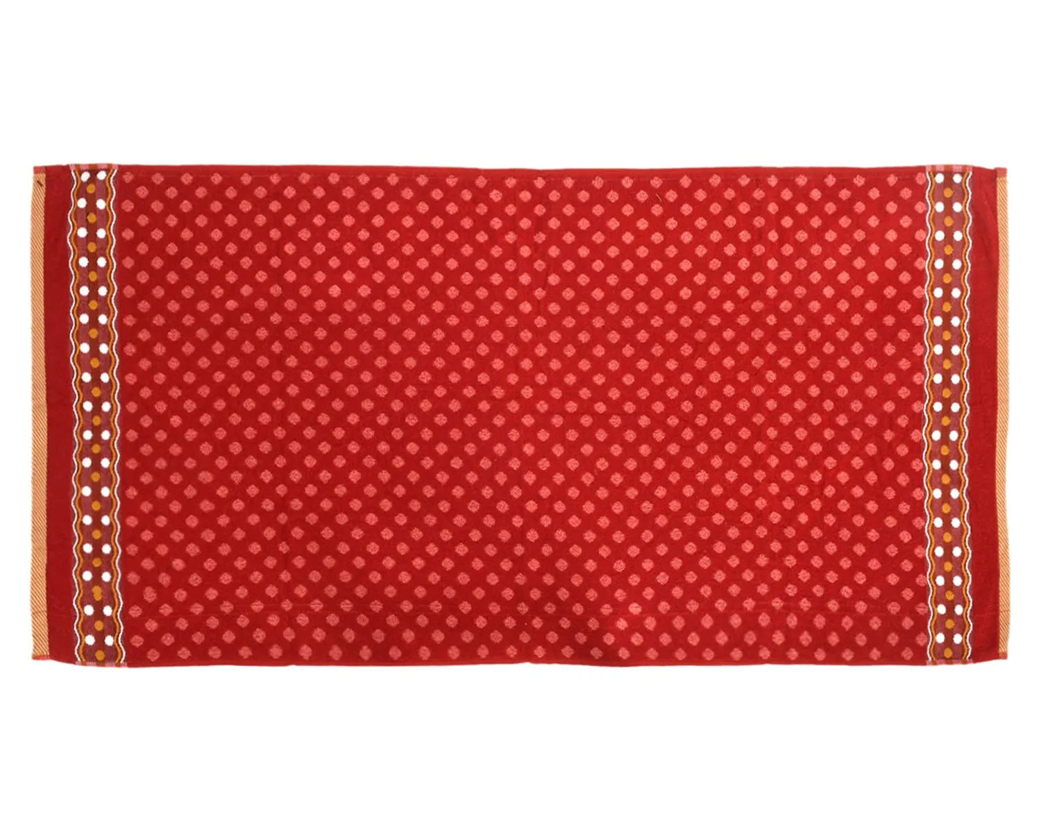 Heart Home Luxurious Dot Printed Soft Cotton Bath Towel Perfect for Daily Use, 30"x60" - Pack of 2 (Red & Brown)-50HH01805