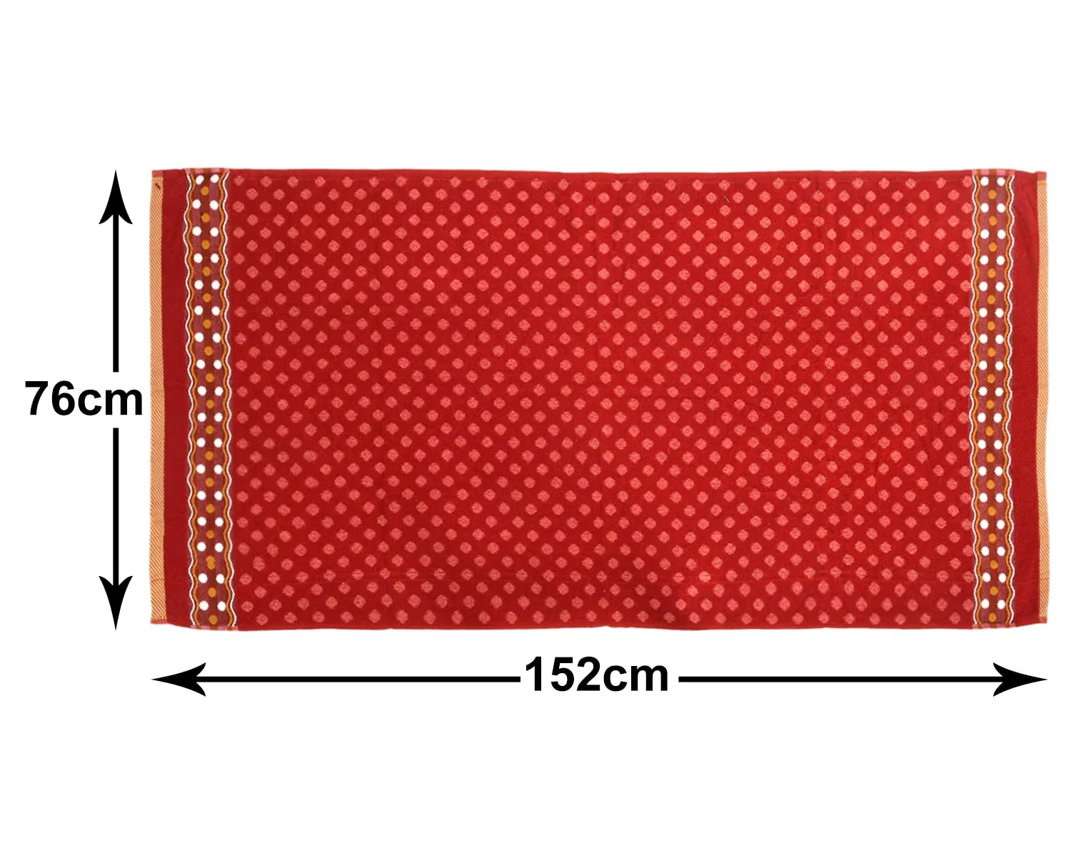 Heart Home Luxurious Dot Printed Soft Cotton Bath Towel Perfect for Daily Use, 30"x60" - Pack of 3 (Red)-50HH01787