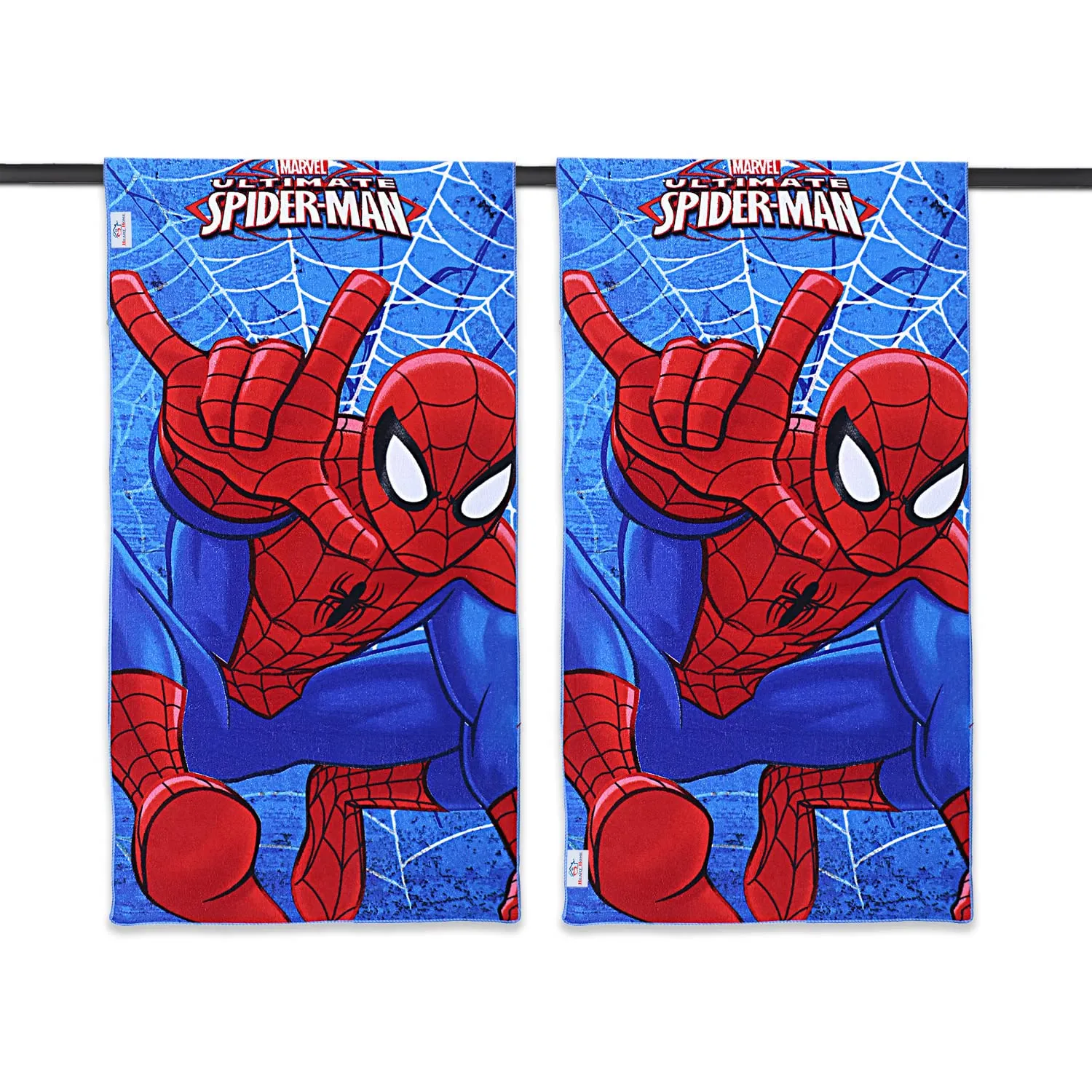 Heart Home Marvel Spiderman Kids Bath Towel|Soft Cotton Towel for Kids|Sides Stitched Baby Towel|400 GSM Toddler Bath Towel|24x48 Inch|Pack of 2 (Red)