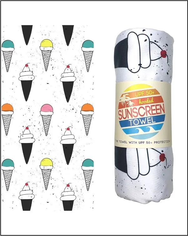 Hooded Child Sunscreen Towel - Ice Cream