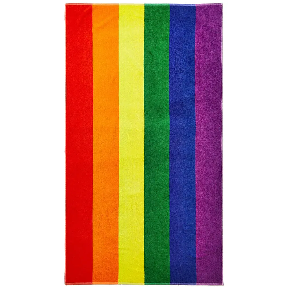 Jumbo Sized Cotton Beach/Bath Towel - Gay Pride Rainbow Flag