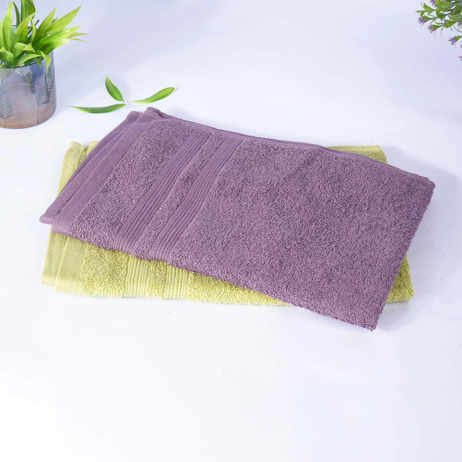 Kuber Industries 525 GSM Cotton Hand Towels |Super Soft, Quick Absorbent & Anti-Bacterial|Gym & Workout Towels|Pack of 6 (Purple & Green)