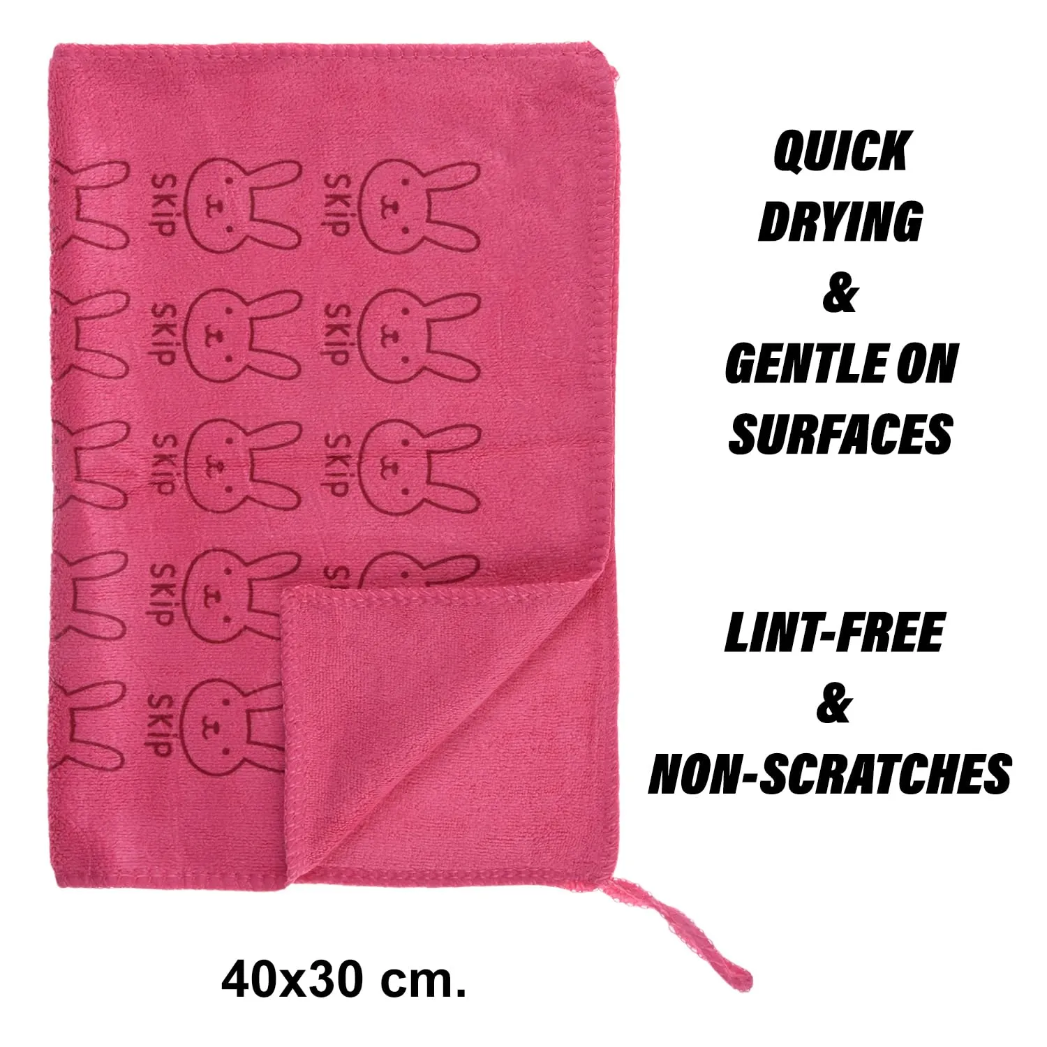 Kuber Industries Hand Towel | Reusable Face Cleaning Towel | Baby Napkin | Hand-Face Towel with Ultra Soft-Super Absorbent Capability | Baby Towel | Skip Print | 30x40 cm | Pack of 5 | Pink