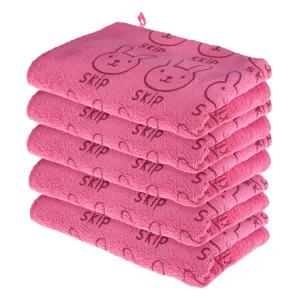 Kuber Industries Hand Towel | Reusable Face Cleaning Towel | Baby Napkin | Hand-Face Towel with Ultra Soft-Super Absorbent Capability | Baby Towel | Skip Print | 30x40 cm | Pack of 5 | Pink