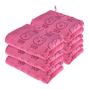 Kuber Industries Hand Towel | Reusable Face Cleaning Towel | Baby Napkin | Hand-Face Towel with Ultra Soft-Super Absorbent Capability | Baby Towel | Skip Print | 30x40 cm | Pack of 6 | Pink