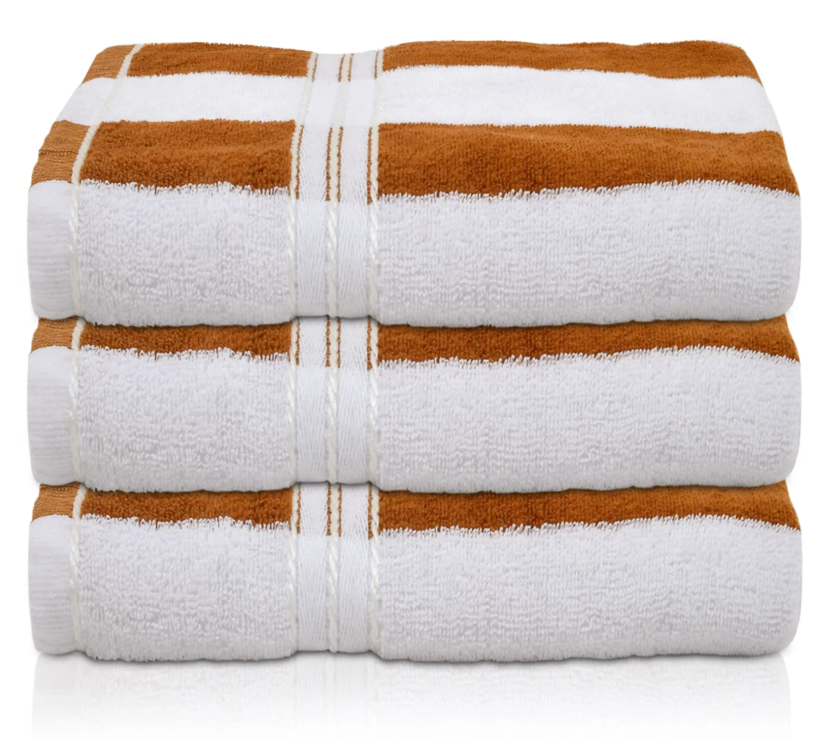 Kuber IndustriesLining Design Super Soft, Fluffy, and Absorbent, Cotton Bath Towel Perfect for Daily Use, 30"x60", Pack of 3 (Brown & White)