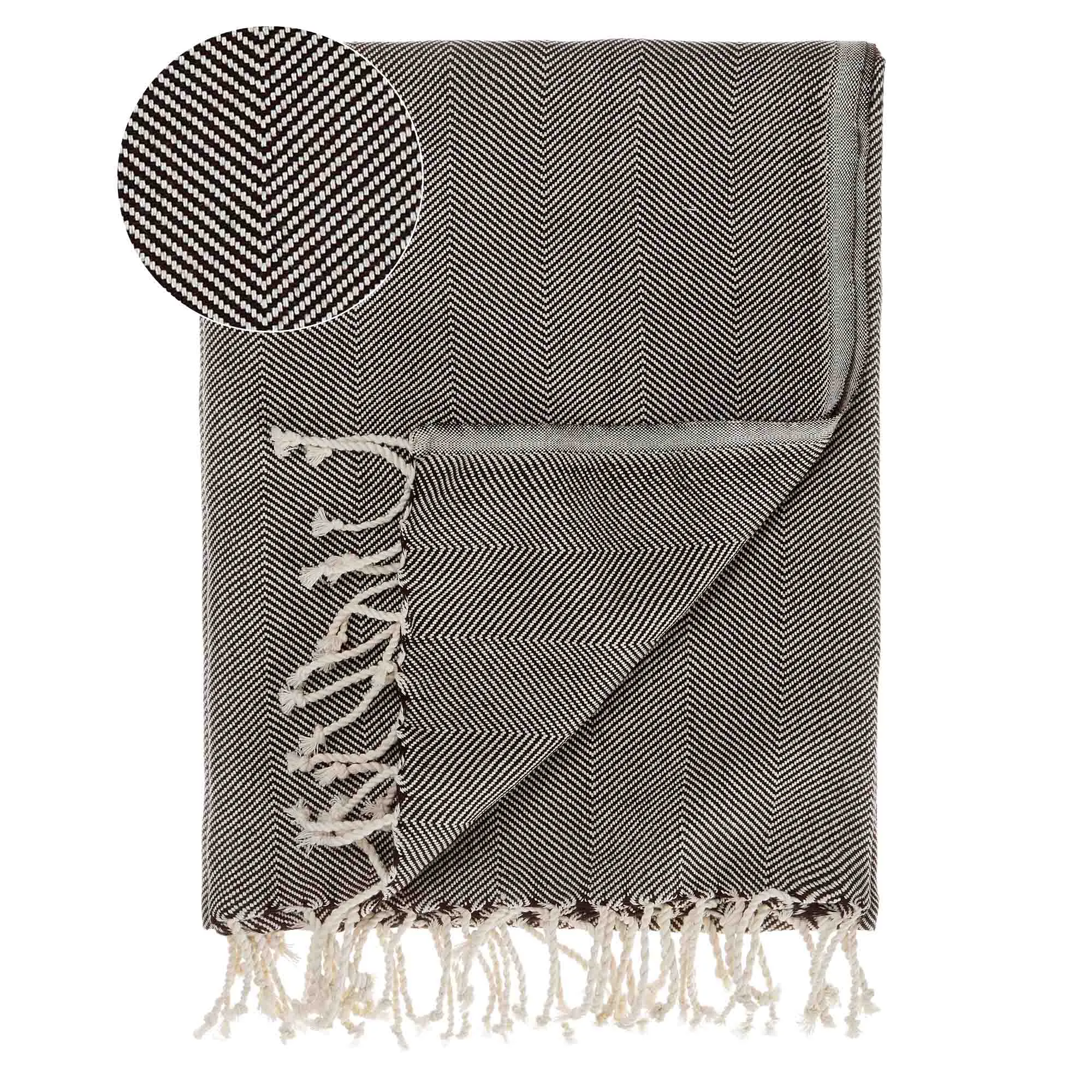 Laza Hammam Towel [Black/White]