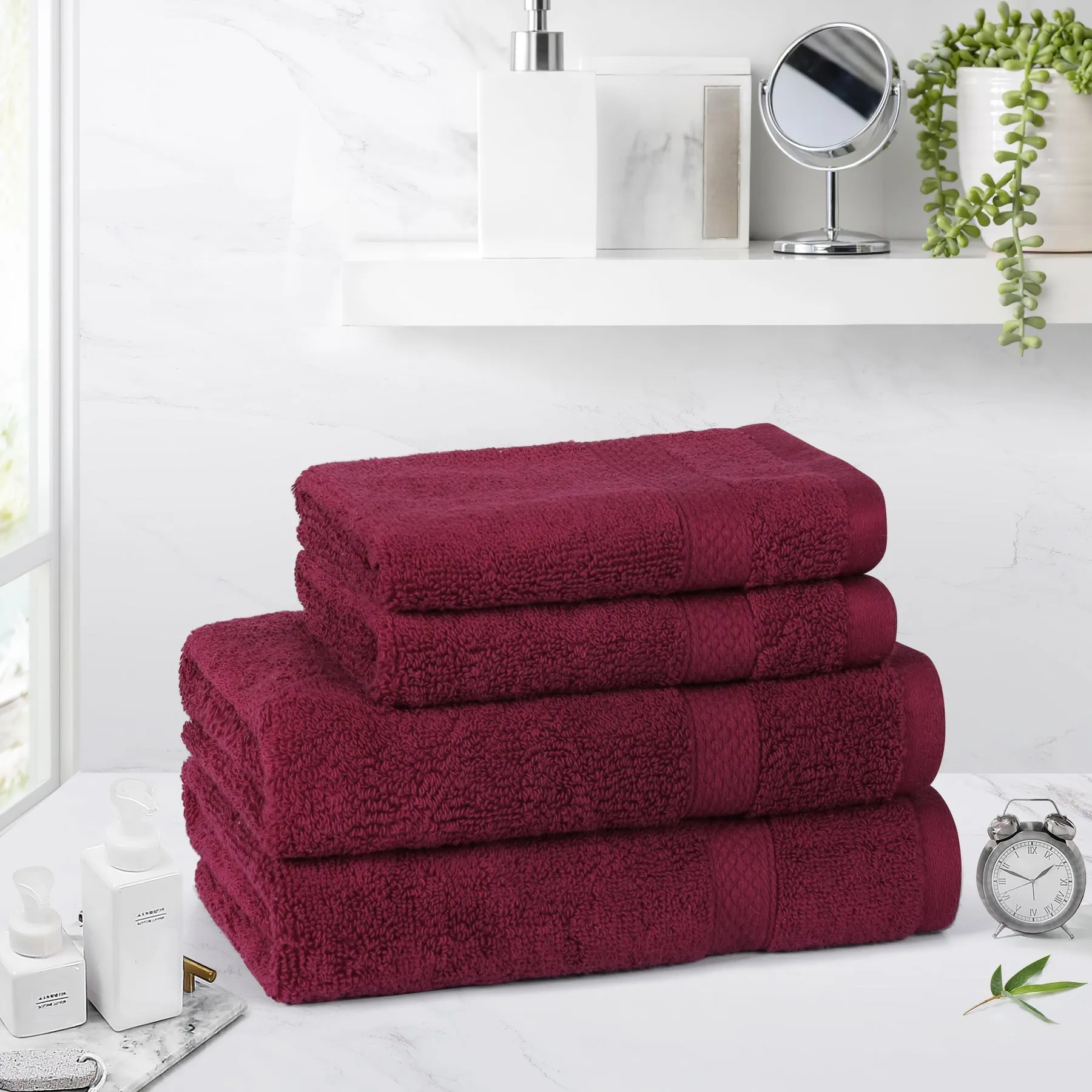 Linenova Cotton Hand Towels and Face Washers 4 Pack