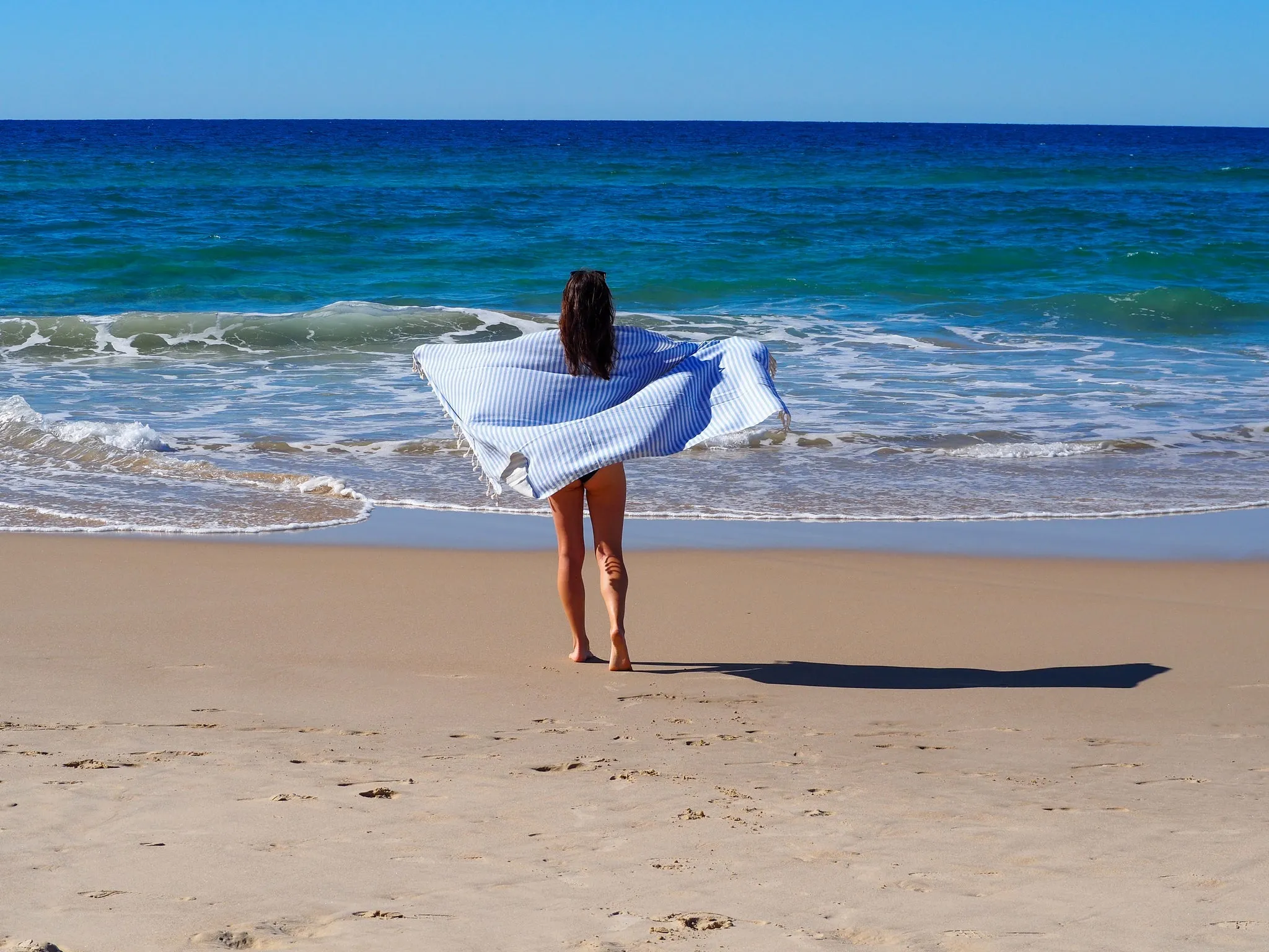 Luxurious Quick Drying Turkish Cotton Beach Towel (100x180cm) - Blue