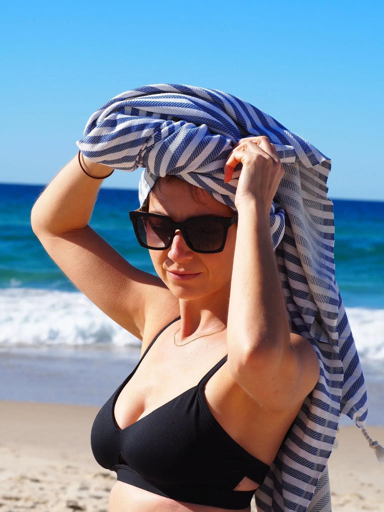 Luxurious Turkish Cotton Beach Towel (100x180cm) - Navy