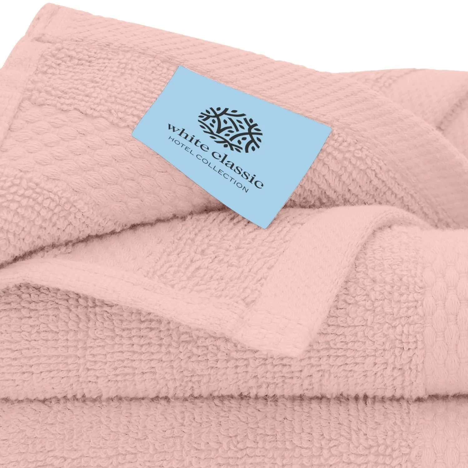 Luxury Cotton Washcloths Large Hotel Bathroom Face Towel 12 Pack Pink 13x13 in