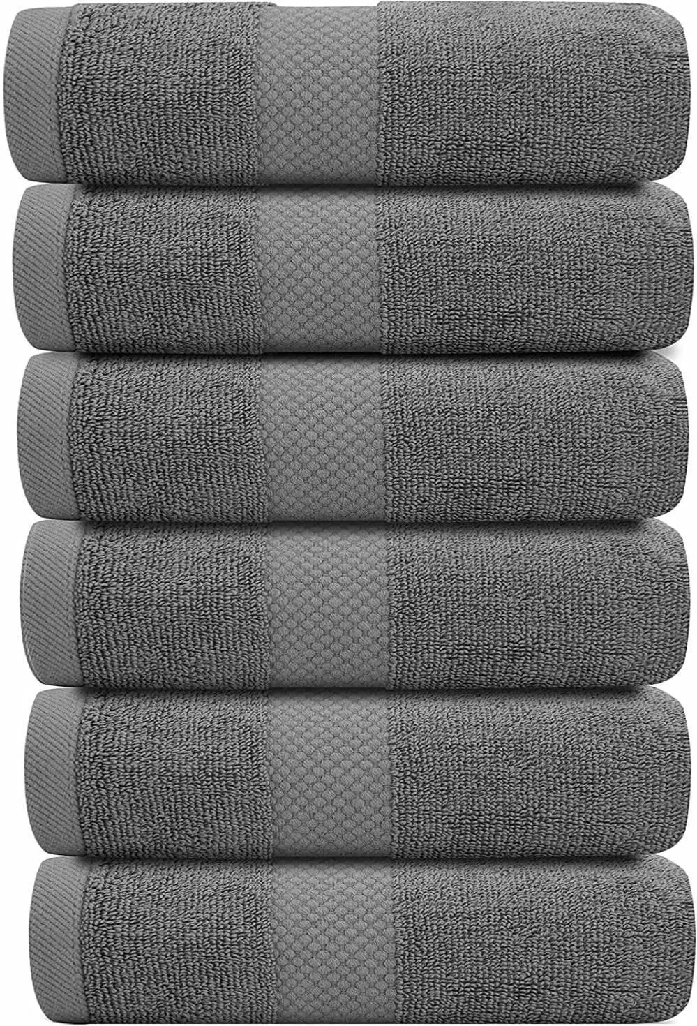 Luxury Hand Towels for Bathroom Hotel Kitchen 16x30 In Set Set of 6 Dark Gray