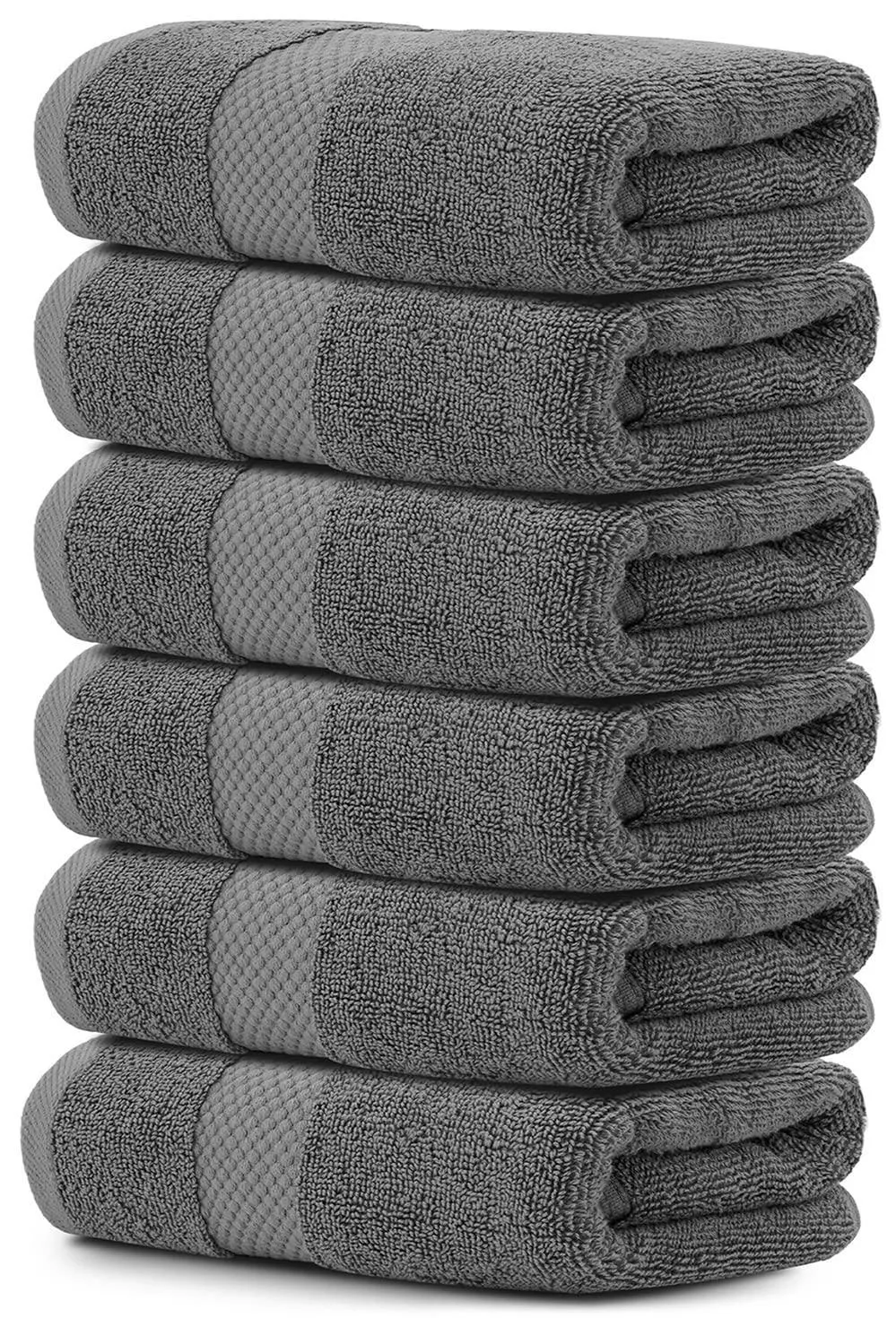 Luxury Hand Towels for Bathroom Hotel Kitchen 16x30 In Set Set of 6 Dark Gray