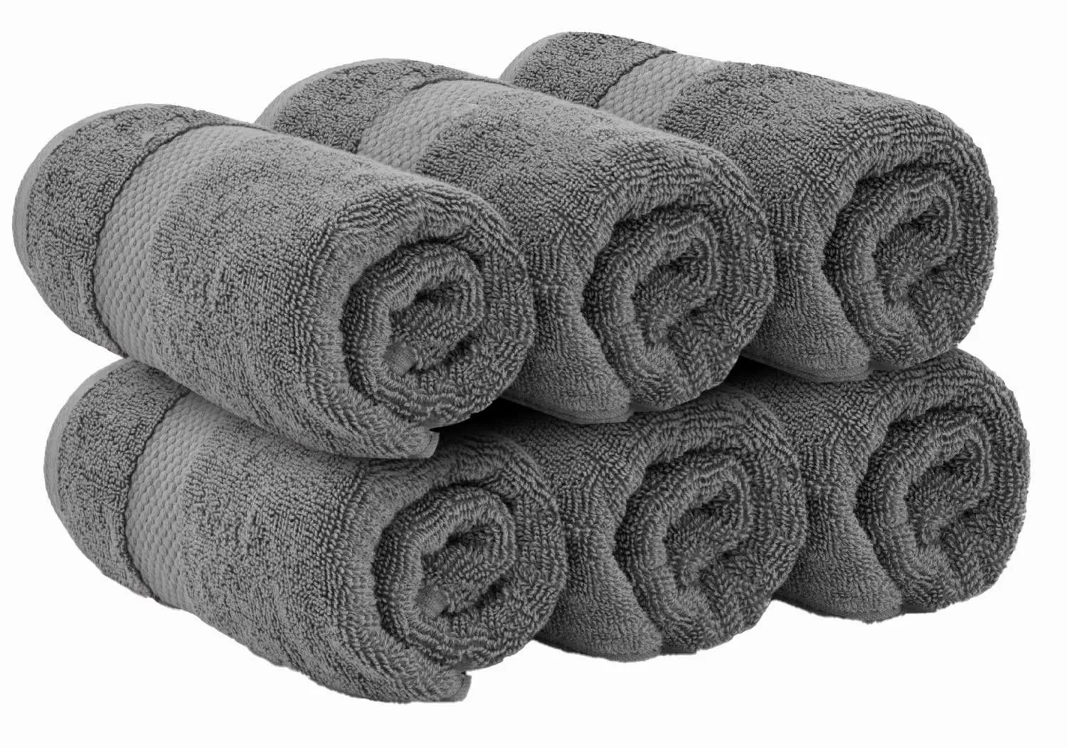 Luxury Hand Towels for Bathroom Hotel Kitchen 16x30 In Set Set of 6 Dark Gray