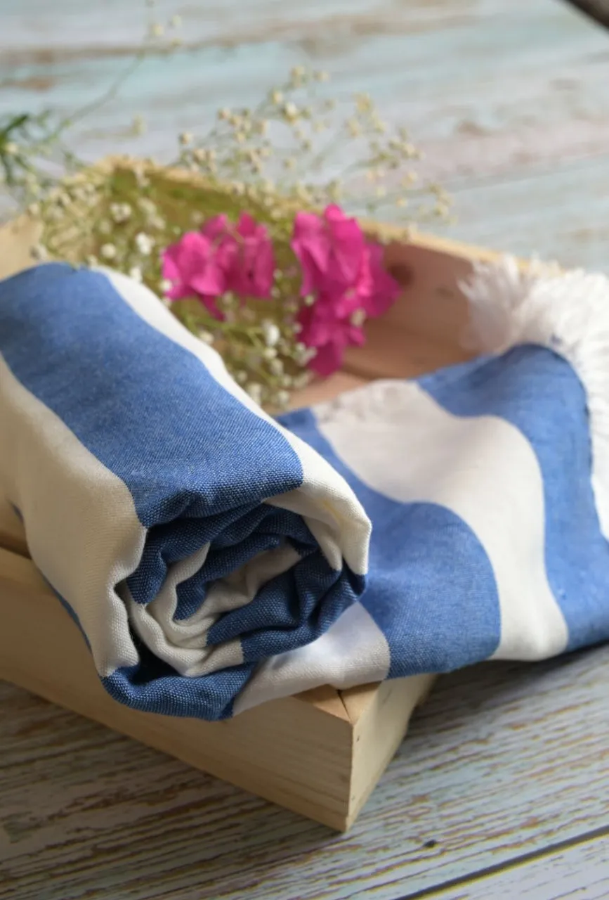 Madake Thin bamboo bath towel- Vacation Blue 160*75cm