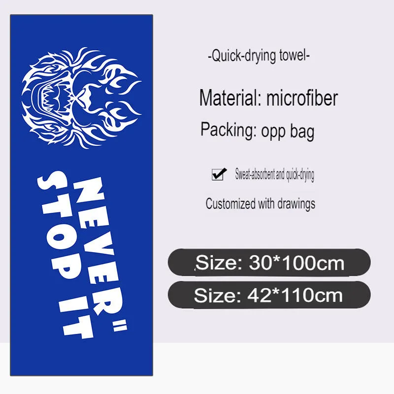 Marathon running event sports towel custom absorbent microfiber sports towel with full printed pattern logo