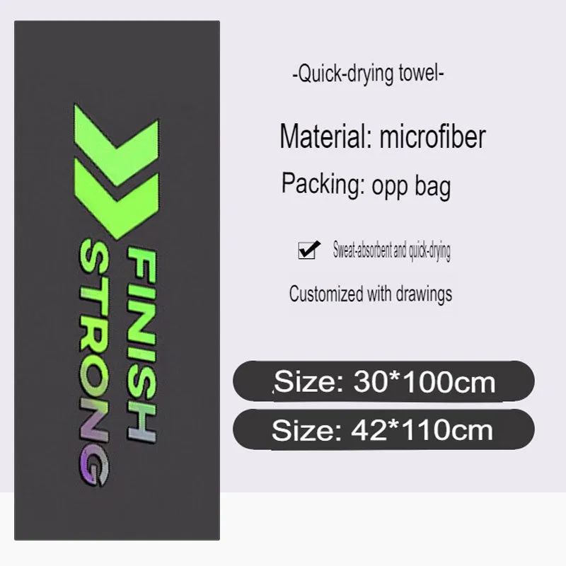 Marathon running event sports towel custom absorbent microfiber sports towel with full printed pattern logo