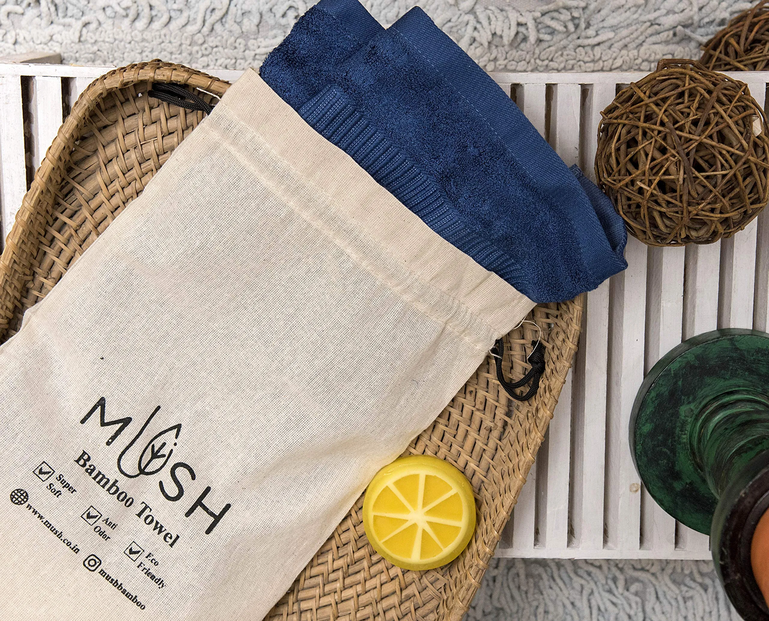 Mush 100% Bamboo Face Towel | Ultra Soft, Absorbent, & Quick Dry Towels for Facewash, Gym, Travel | Suitable for Sensitive/Acne Prone Skin | 13 x 13 Inches | 500 GSM Pack of 3