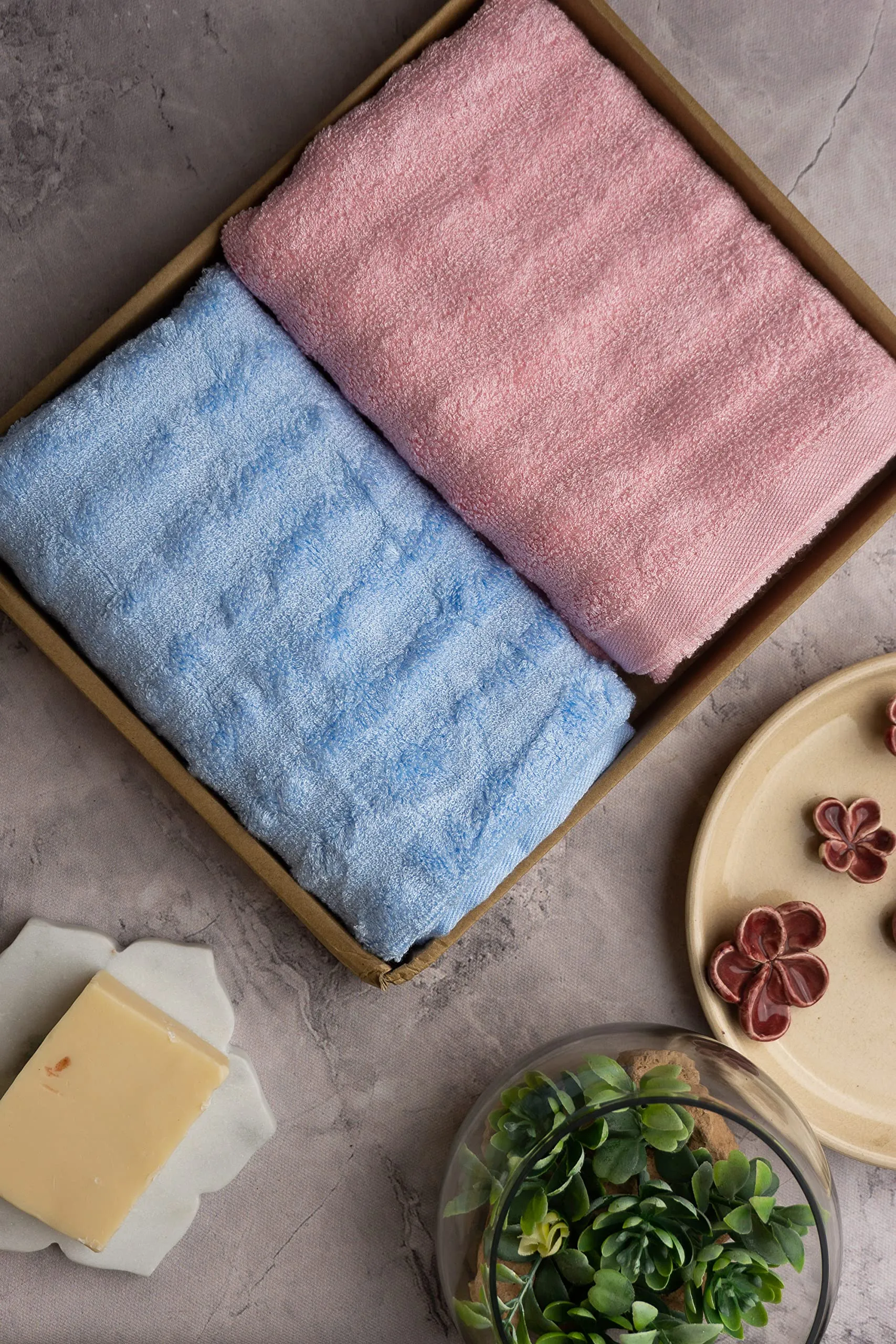 Mush Bamboo Hand Towel Set of 2 | 100% Bamboo | Ultra Soft, Absorbent & Quick Dry Towel for Daily use. Gym, Pool, Travel, Sports and Yoga | 75 X 35 cms | 600 GSM (Sky Blue & Pink)