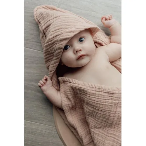 Muslin Hooded Baby Towel | Powder