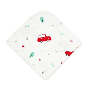 Muslin Hooded Towel for Baby-6 Layer 100% Cotton -Cars