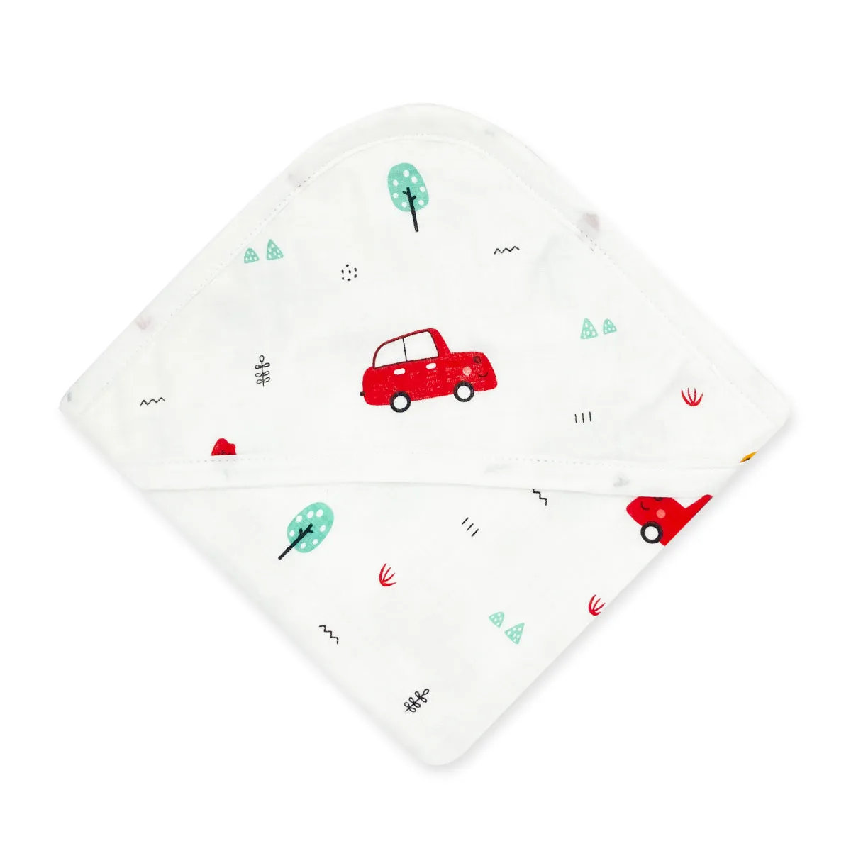 Muslin Hooded Towel for Baby-6 Layer 100% Cotton -Cars