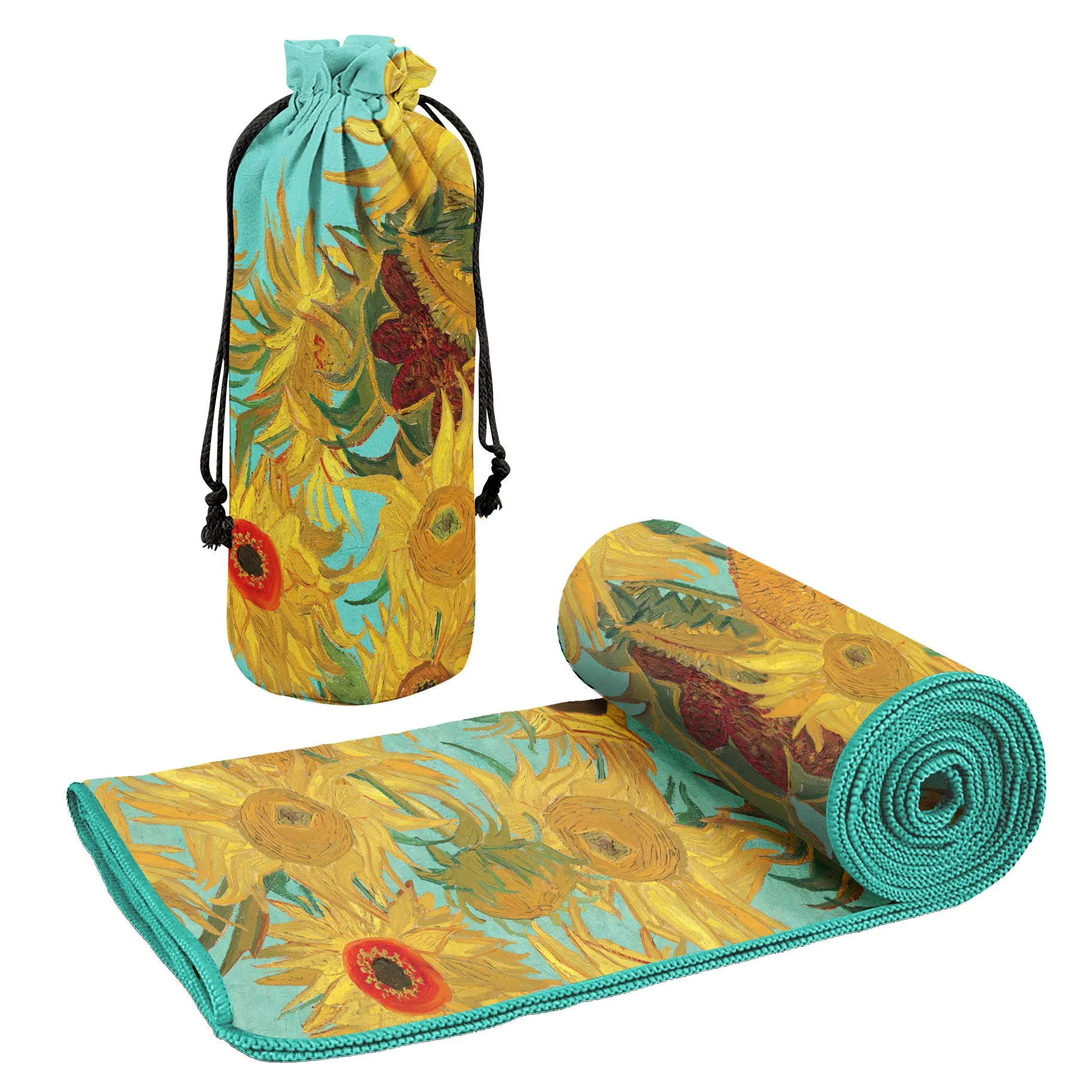 Oversized Beach Towel 40x63" - Microfiber, Quick-Dry, van Gogh Sunflowers