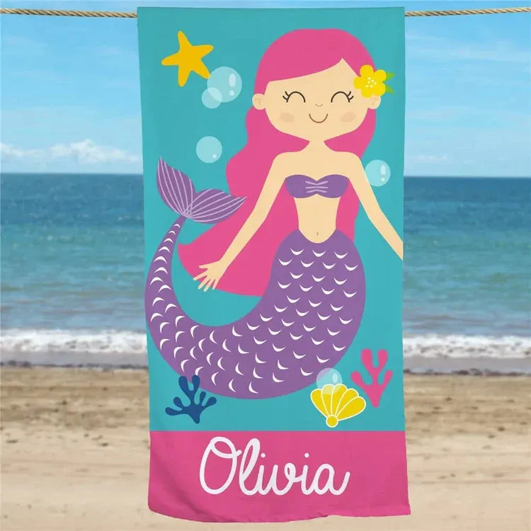 Personalized Beach and Bath Towel for Girls - Flip Flop beach towel, Gift for Kid Men Women