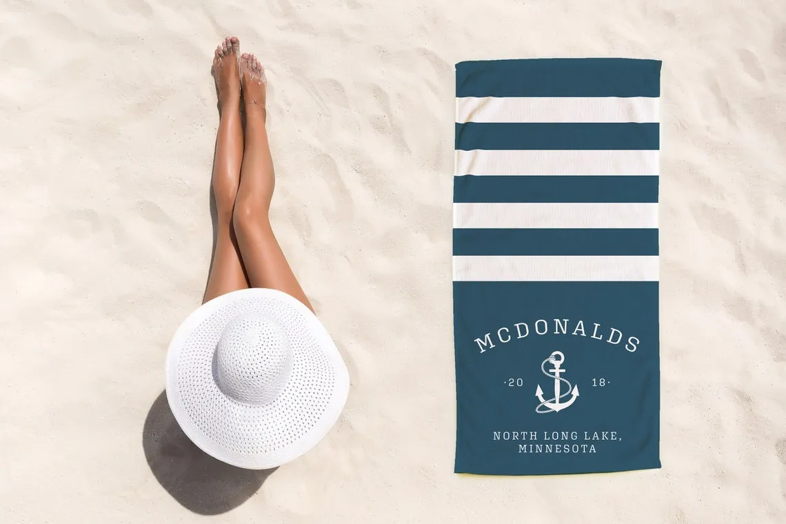 Personalized Beach Towel, Custom Beach Towel, Beach Towel Personalized, Personalized Beach Towel, Nautical Custom Beach Towel, Boat Towel