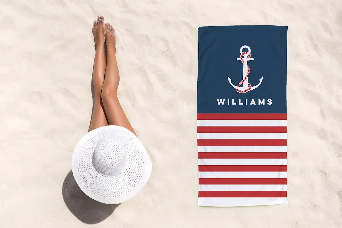 Personalized Beach Towel, Custom Beach Towel, Beach Towel Personalized, Personalized Beach Towel, Nautical Custom Beach Towel, Boat Towel