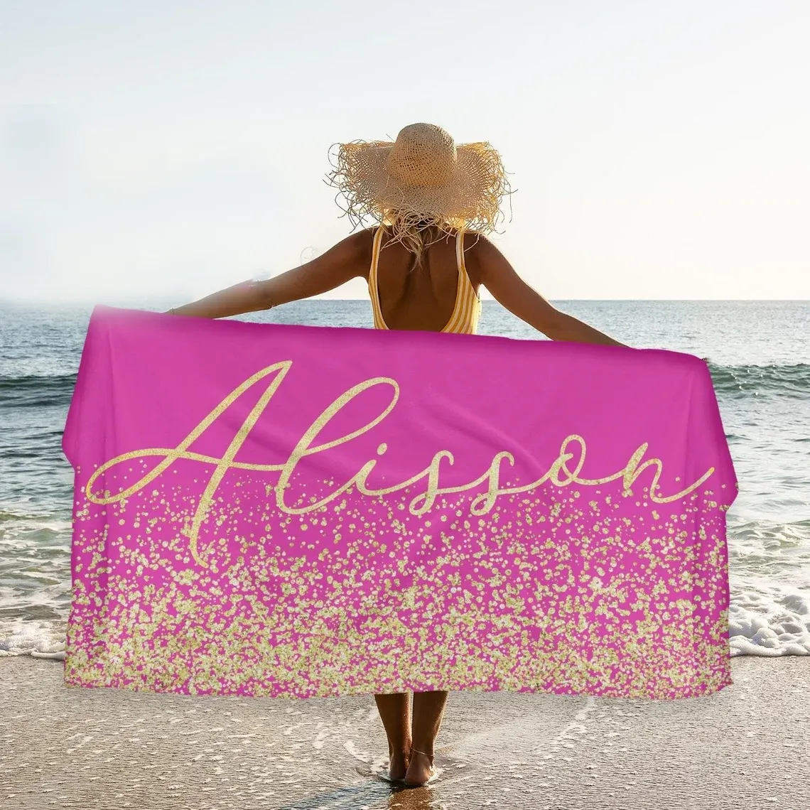 Personalized Beach Towel with Your Name, Custom Beach Towel - Monogrammed Beach Towel, Custom Birthday Gift