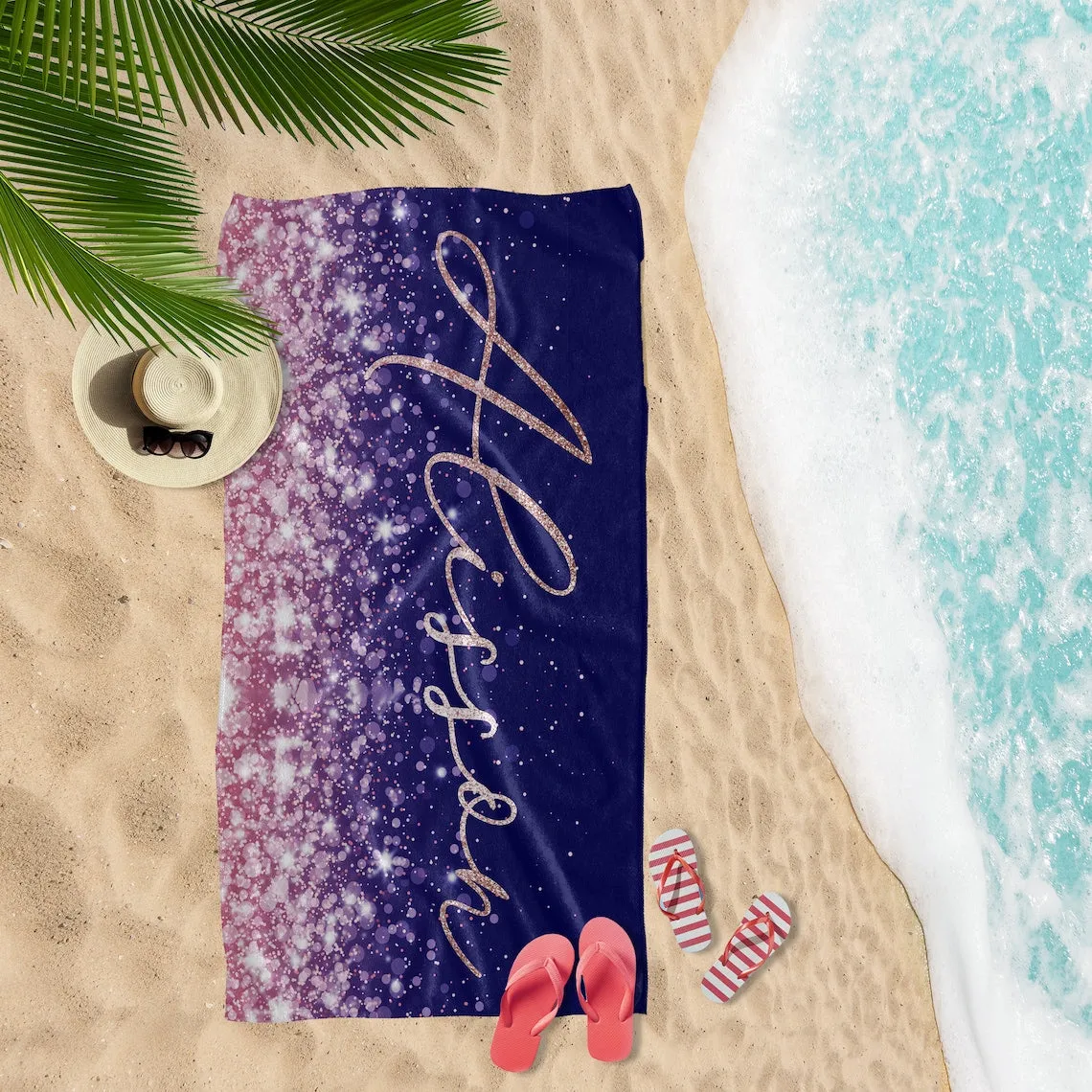 Personalized Beach Towel with Your Name, Custom Beach Towel - Monogrammed Beach Towel, Custom Birthday Gift