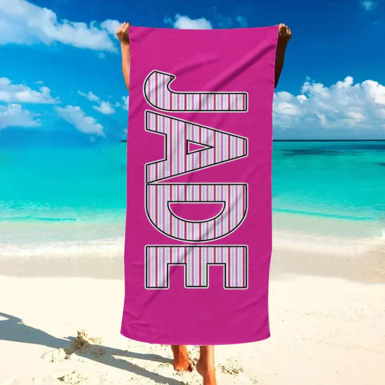 Personalized Beach Towel with Your Name - Kids Beach Towel for Girls Boys