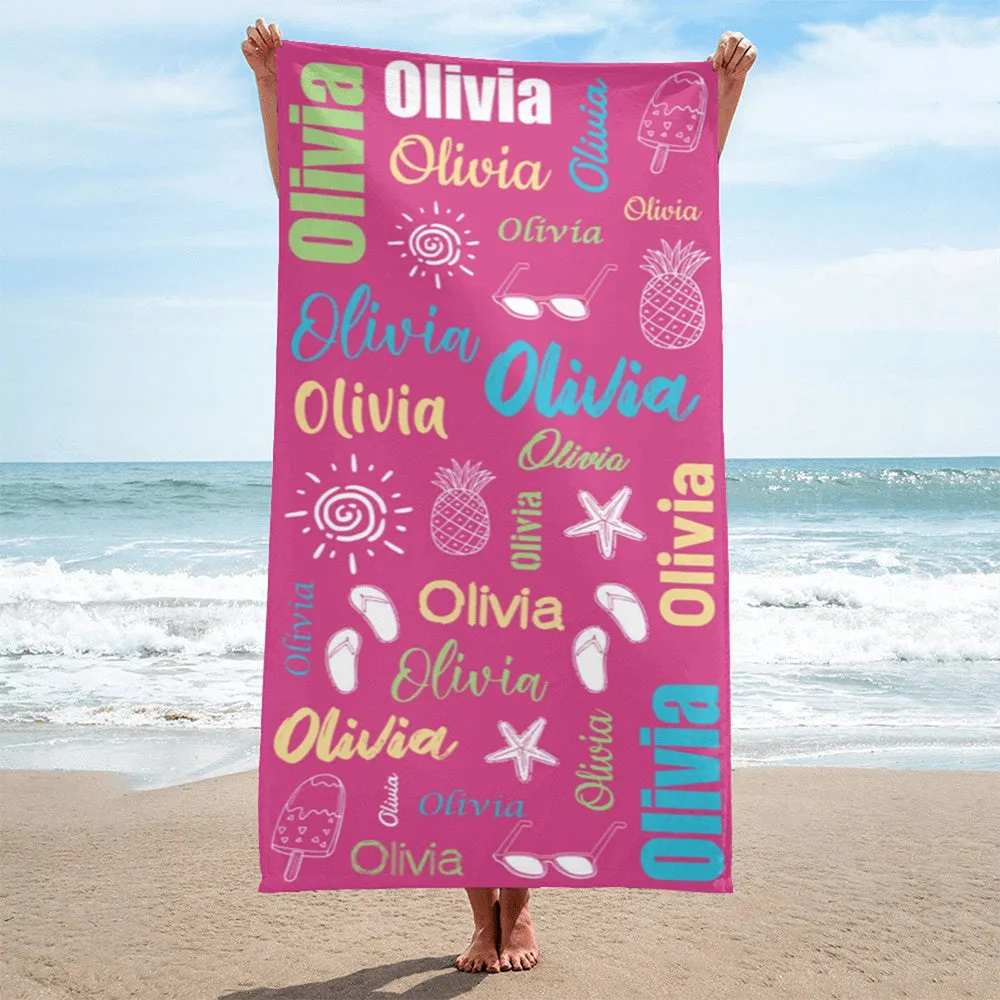 Personalized Lovely Kid Towel for Summer & Beach, Beach Towels for Kid Boy Girls