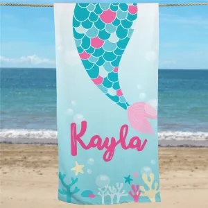 Personalized Mermaid Tail Beach Towel, Personalized Mermaid Beach Towel, Girls Gift, Summer Pool Party Essentials