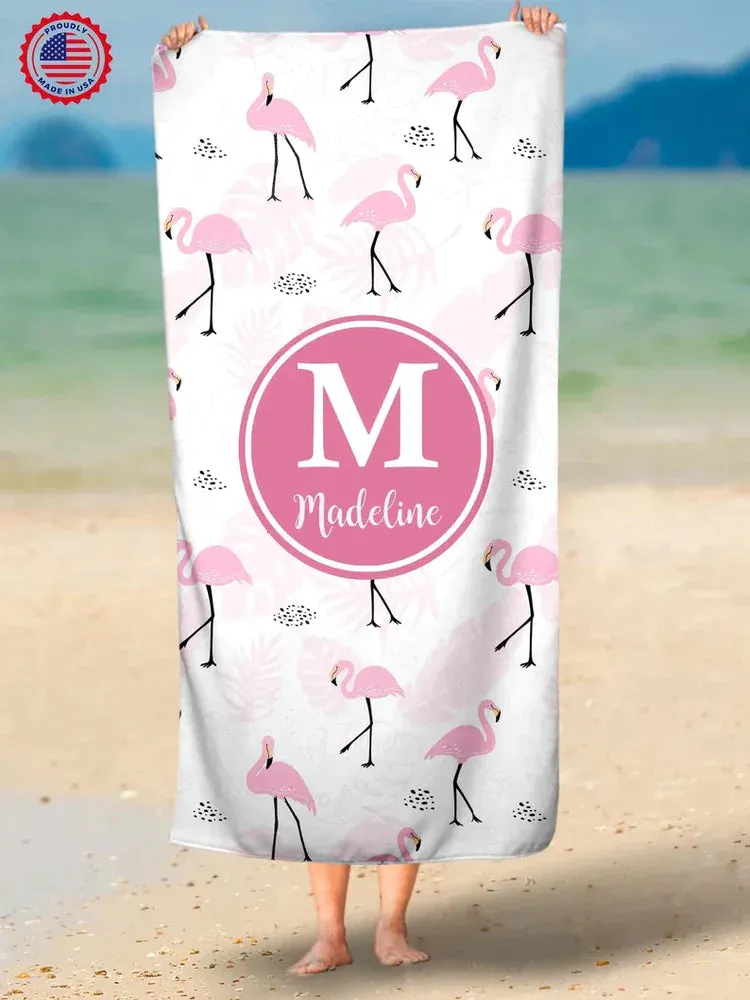 Pineapple Towel, Monogram Personalized Beach Towel, Summer Tropical Fruit Beach Towel, Crab Towel